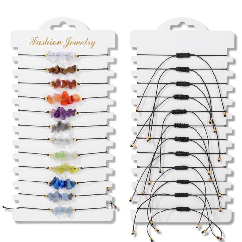 pierre gemme Set de bracelet, avec argile de polymère & corde de cire & alliage de zinc, fait à la main, unisexe & styles différents pour le choix, Longueur Environ 6-10 pouce, Vendu par fixé