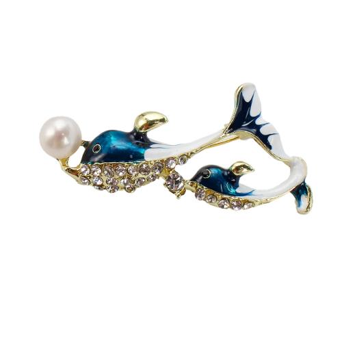 Sladkovodní Pearl Brož, Zinek, s Sladkovodní Pearl, barva pozlacený, módní šperky & smalt & s drahokamu, více barev na výběr, 49.96x11.20x22.82mm, Prodáno By PC