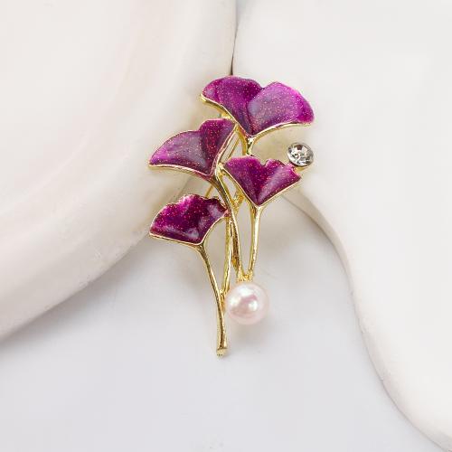 Sladkovodní Pearl Brož, Zinek, s Sladkovodní Pearl, barva pozlacený, módní šperky & smalt, více barev na výběr, 29.51x14.84x53.84mm, Prodáno By PC