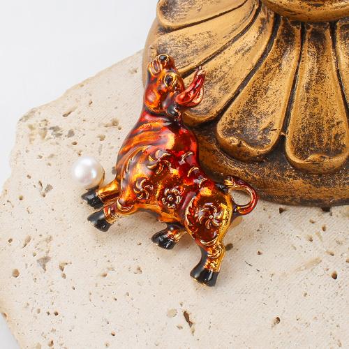 Sladkovodní Pearl Brož, Zinek, s Sladkovodní Pearl, barva pozlacený, módní šperky & smalt, více barev na výběr, 49.45x11.74x39.34mm, Prodáno By PC