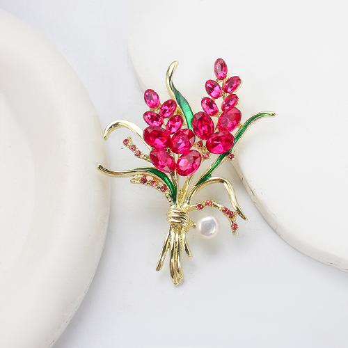 Sladkovodní Pearl Brož, Zinek, s Sladkovodní Pearl, barva pozlacený, módní šperky & smalt & s drahokamu, více barev na výběr, 46.74x16.61x63.66mm, Prodáno By PC