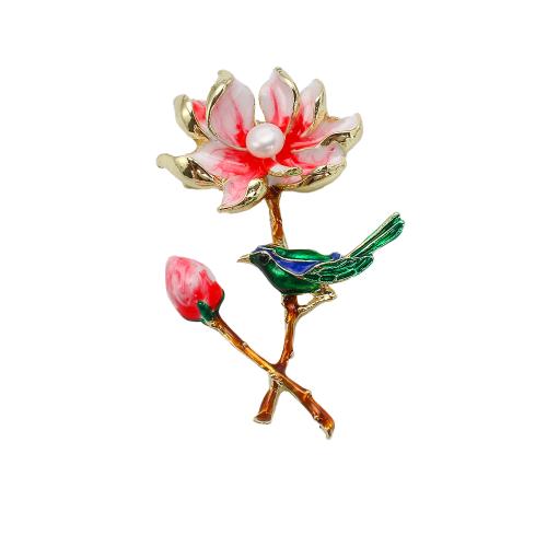 Sladkovodní Pearl Brož, Zinek, s Sladkovodní Pearl, barva pozlacený, módní šperky & smalt, více barev na výběr, 43.78x11.65x63.64mm, Prodáno By PC