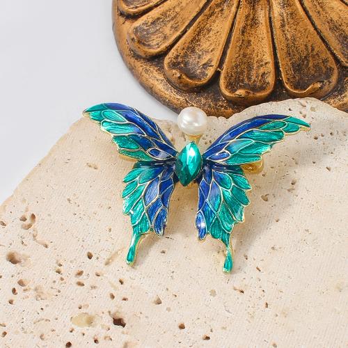 Sladkovodní Pearl Brož, Zinek, s Sladkovodní Pearl, barva pozlacený, módní šperky & smalt & s drahokamu, více barev na výběr, 49.98x11.73x35.68mm, Prodáno By PC