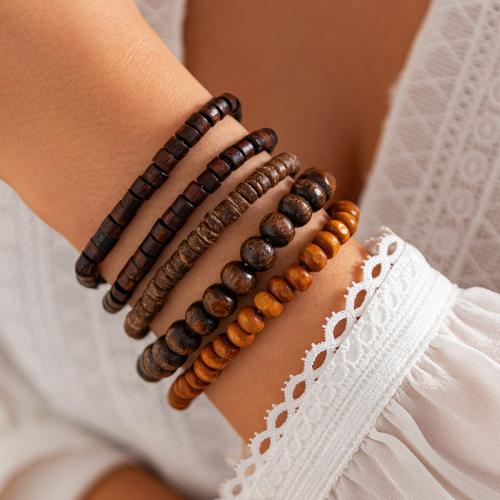 Wrap Armband , Zinklegierung, mit Kokosrinde & Holz & Acryl, goldfarben plattiert, Modeschmuck, keine, verkauft von setzen