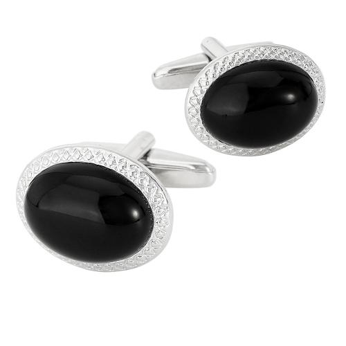 Cufflinks Zinc Alloy plated for man & enamel & with rhinestone silver color Sold By Pair