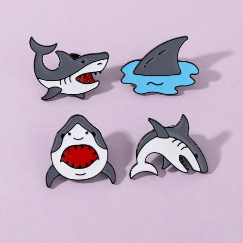 Enamel Brooch Zinc Alloy Shark plated Unisex black Sold By PC