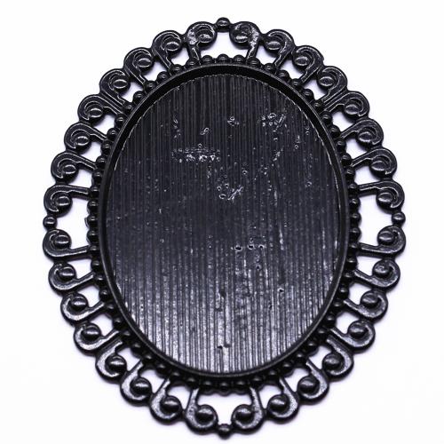 In lega di zinco del pendente Cabochon Setting, lega in zinco, placcato, DIY, nero, Diametro interno:Appross. 30x40mm, Venduto da PC