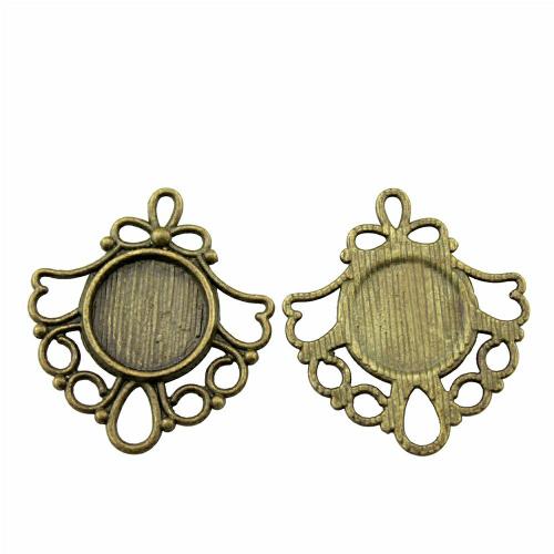 In lega di zinco del pendente Cabochon Setting, lega in zinco, placcato, DIY & cavo, nessuno, Diametro interno:Appross. 12mm, 10PC/borsa, Venduto da borsa