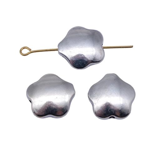 Zinc Alloy Flat Beads Flower plated DIY antique silver color Sold By Bag
