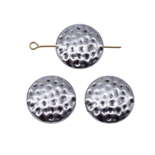 Zinc Alloy Flat Beads Round plated DIY antique silver color Sold By Bag