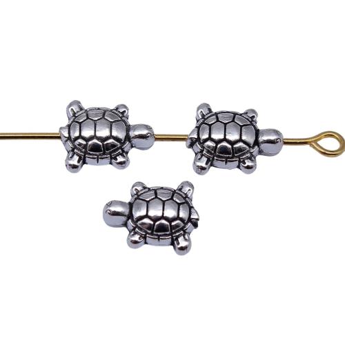 Zinc Alloy Animal Beads Turtle plated DIY antique silver color Sold By Bag