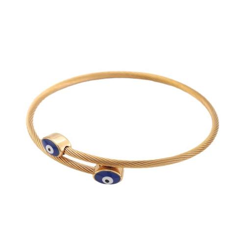 304 Stainless Steel Cuff Bangle plated fashion jewelry & for woman & enamel golden Sold By PC