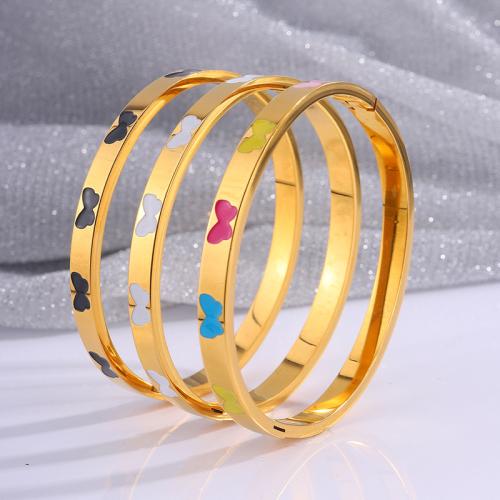 Aço inoxidável 304 pulseira comum, 18K banhado a ouro, joias de moda & para mulher & esmalte, Mais cores pare escolha, vendido por PC