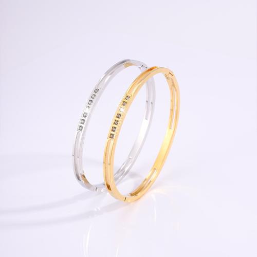 Acier inoxydable 304 bracelet ordinaire, pour femme & avec strass & creux, plus de couleurs à choisir, Vendu par PC