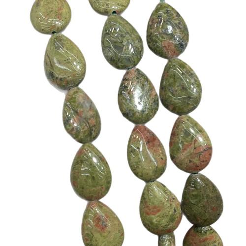 Unakite Korálky, Slza, DIY, smíšené barvy, 13-18mm, Prodáno za 38 cm Strand