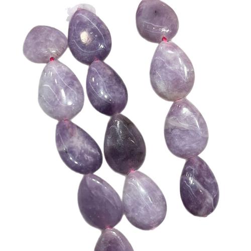 Gemstone Smycken Pärlor, Naturlig Lepidolit, Dropp, DIY, purpur, 13-18mm, Såld Per 38 cm Strand