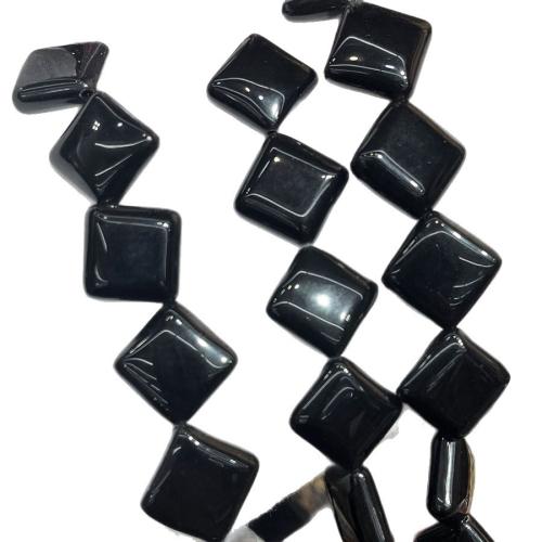 Natural Black Obsidian Beads Rhombus DIY black 15mm Sold Per 38 cm Strand