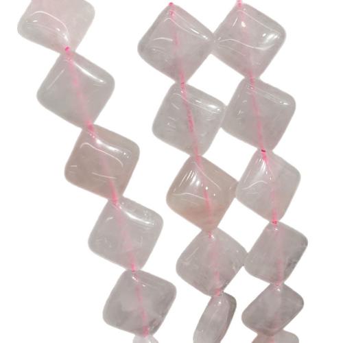 Korálky přírodní Rose Quartz, Rhombus, DIY, růžový, 15mm, Prodáno za 38 cm Strand
