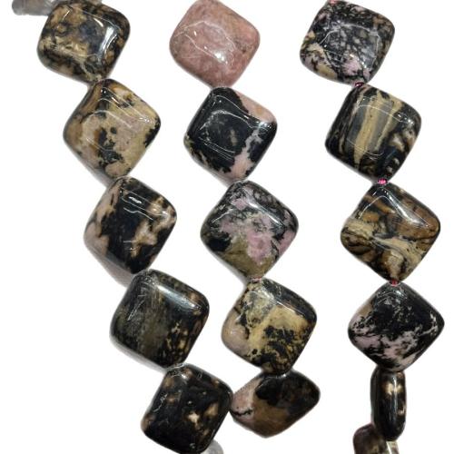 Černý pruh Rhodochrosite Stone Korálek, Rhombus, DIY, smíšené barvy, 15mm, Prodáno za 38 cm Strand