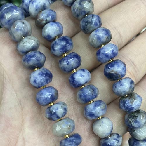 Grânulos de gemstone jóias, Blue Speckle Stone, with Seedbead, DIY, cores misturadas, 6.5-10mm, vendido para 38 cm Strand