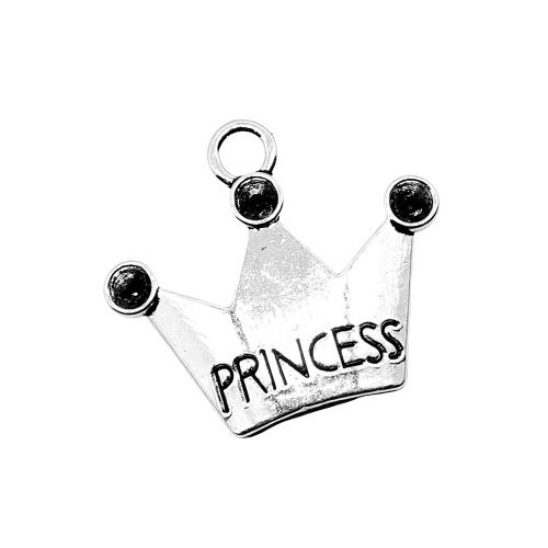 Zinc Alloy Crown Pendants plated DIY antique silver color Sold By Bag