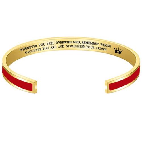 304 Stainless Steel Cuff Bangle gold color plated for woman & enamel Inner Approx 65mm Sold By PC