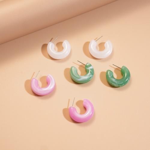 Acrylic Jewelry Earring 304 Stainless Steel with Acrylic gold color plated fashion jewelry Sold By Pair