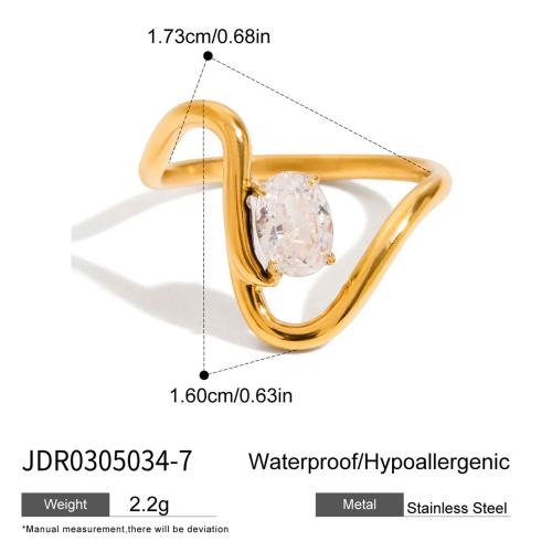 Zirkonia Edelstahl-Finger- Ring, 304 Edelstahl, goldfarben plattiert, Modeschmuck & mehrschichtig & Micro pave Zirkonia, keine, verkauft von PC