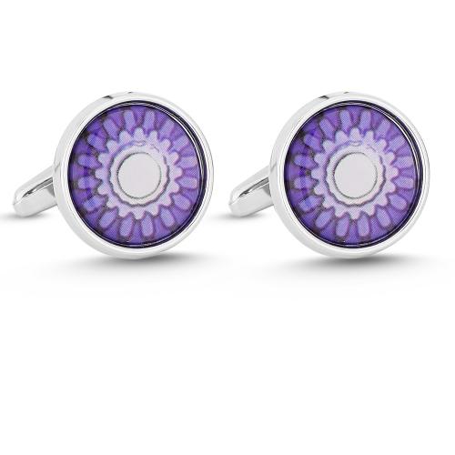 Cufflinks Zinc Alloy with Resin Round plated fashion jewelry & for man silver color Sold By Pair