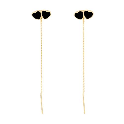 Zinc Alloy Drop Earrings Heart plated fashion jewelry & for woman & enamel golden Sold By Pair