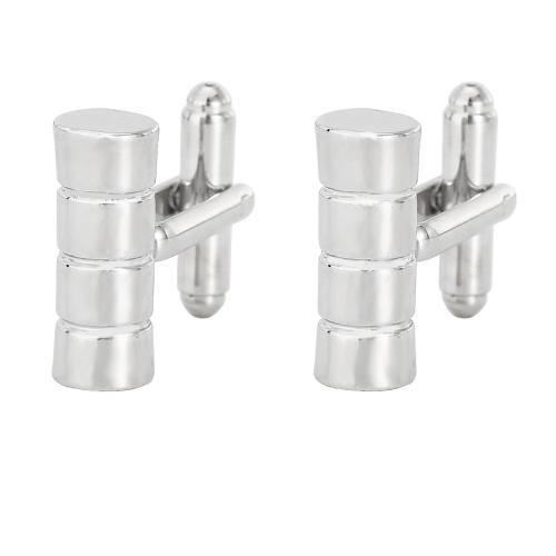 Cufflinks Zinc Alloy Column plated fashion jewelry & for man silver color Sold By Pair