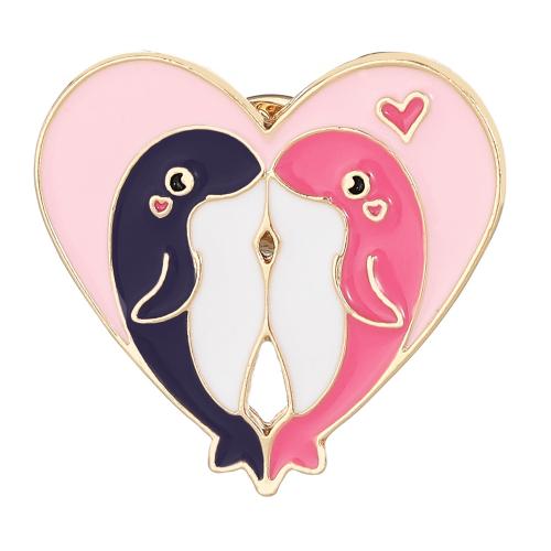 smalt Brož, Zinek, Srdce, á, unisex & dutý, zlatý, Prodáno By PC