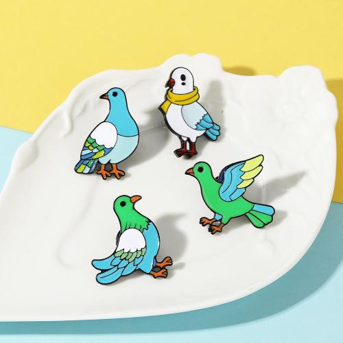 Enamel Brooch Zinc Alloy Pigeon plated Unisex black Sold By PC
