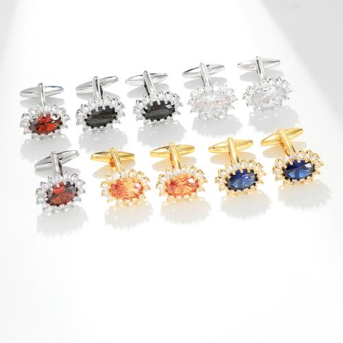 Cufflinks Brass with Cubic Zirconia plated fashion jewelry & for man Sold By Pair
