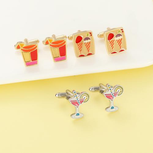 Boutons de manchette, alliage de zinc, Placage, unisexe & styles différents pour le choix & émail, Vendu par paire