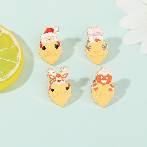 Broches de Natal, liga de zinco, banhado, Design de Natal & unissex & Vario tipos a sua escolha & esmalte, dourado, vendido por PC