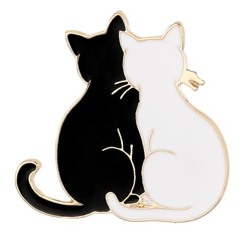 Enamel Brooch Zinc Alloy Cat plated fashion jewelry & Unisex golden Sold By PC