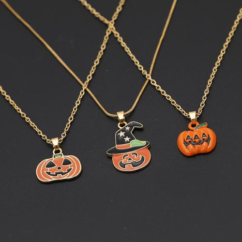 liga de zinco Conjunto de Jóias, banhado, Design de Halloween & Vario tipos a sua escolha & para mulher & esmalte, dourado, vendido por PC