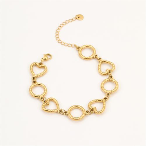 Bijoux bracelet en acier inoxydable, Acier inoxydable 304, Plaqué or 18K, bijoux de mode & styles différents pour le choix & pour femme, Vendu par PC
