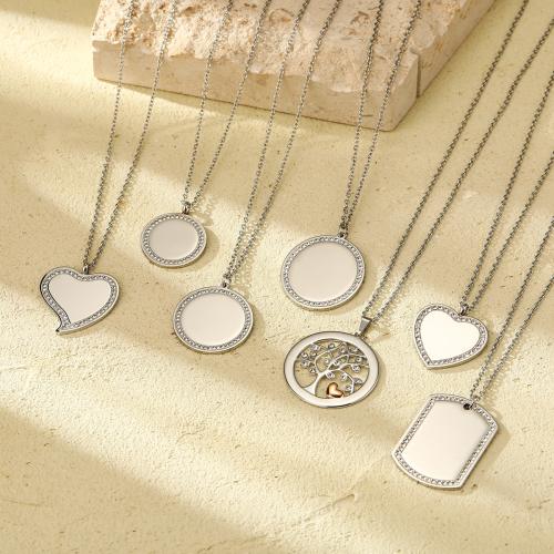 Rustfrit stål smykker halskæde, 304 rustfrit stål, forgyldt, forskellige stilarter for valg & for kvinde & med rhinestone, oprindelige farve, Solgt af PC