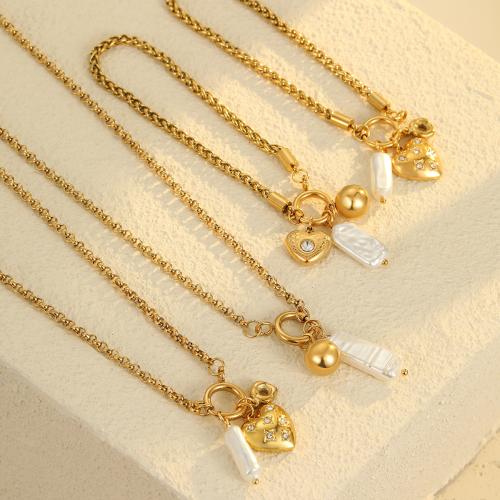 Zestaw biżuterii ze stali nierdzewnej Rhinestone, Stal nierdzewna 304, ze Perła plastikowa, Powlekane, różne style do wyboru & dla kobiety & z kamieniem, dostępnych więcej kolorów, sprzedane przez PC
