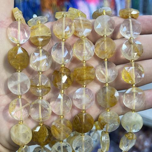 Golden Healer Quartz Beads with Seedbead Flat Round DIY mixed colors 15mm Sold Per 38 cm Strand