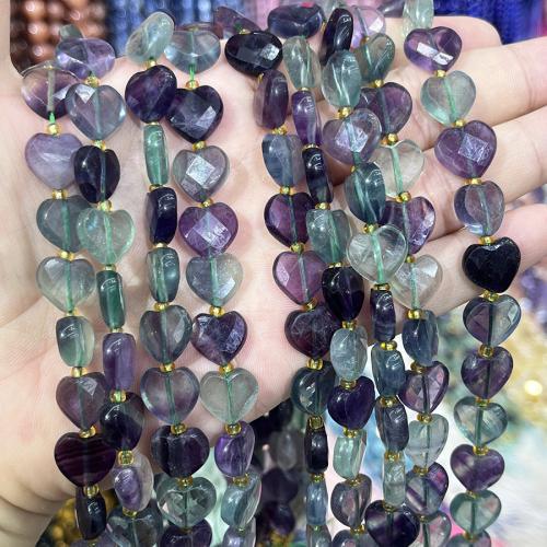 Fluorit Pärlor, färgrik Fluorit, med Seedbead, Hjärta, DIY, blandade färger, 12mm, Såld Per 38 cm Strand