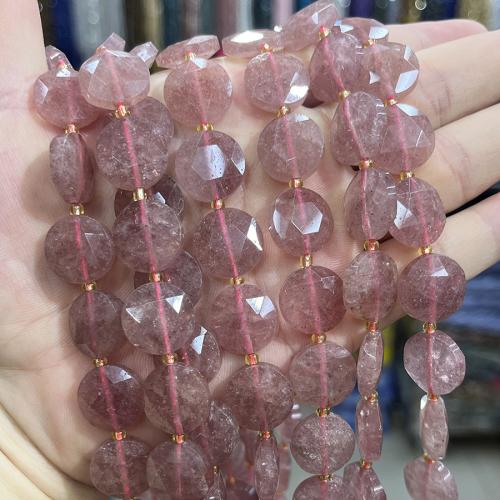 Strawberry Quartz Beads Flat Round DIY mixed colors 15mm Sold Per 38 cm Strand