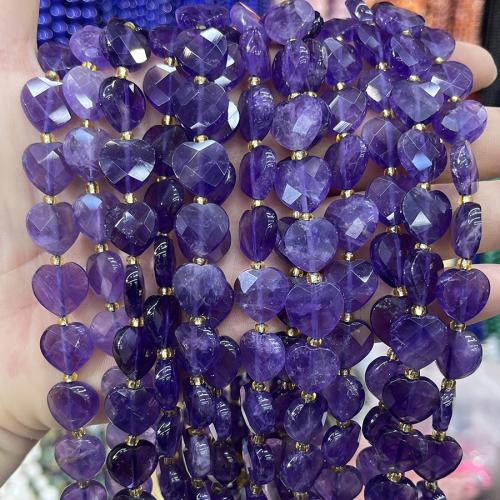 Přírodní Ametyst korálky, s Seedbead, Srdce, DIY, nachový, 12mm, Prodáno za 38 cm Strand