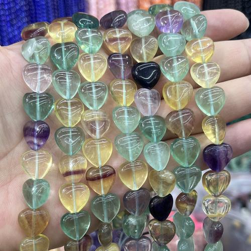 Fluorit Pärlor, färgrik Fluorit, Hjärta, DIY, blandade färger, Såld Per 38 cm Strand