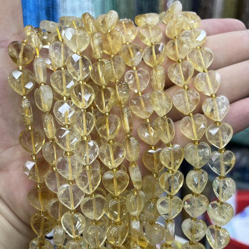 Natural Citrine Beads with Seedbead Heart DIY yellow 12mm Sold Per 38 cm Strand