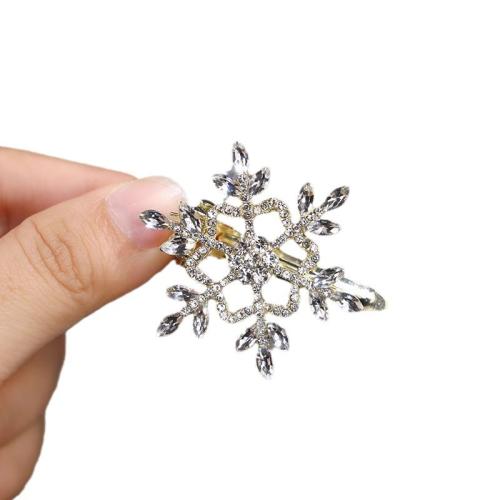 Hair Clip Zinc Alloy with Acrylic Snowflake with rhinestone & hollow 45mm Sold By PC