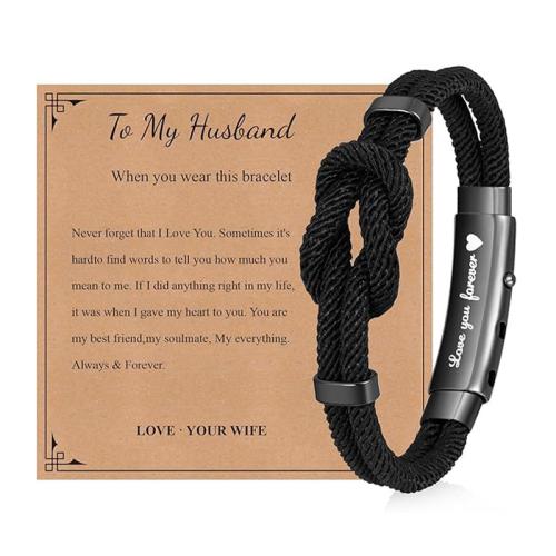 Cordon milanais bracelet, avec alliage de zinc, fait à la main, réglable & modèles différents pour le choix & pour homme, noire, Longueur Environ 7.48-9.45 pouce, Vendu par PC