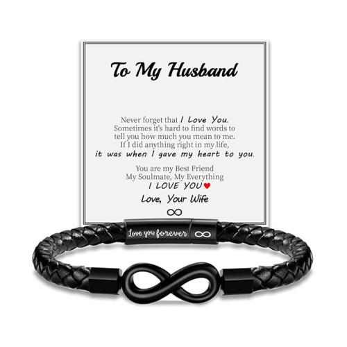 cuir PU bracelet, avec Acier inoxydable 304, Infini, normes différentes pour le choix & styles différents pour le choix & pour homme, noire, Vendu par PC